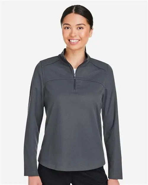 North End Ne412w Women’s Express Tech Performance Pique Quarter-zip Pullover - Carbon - Ladies Xs