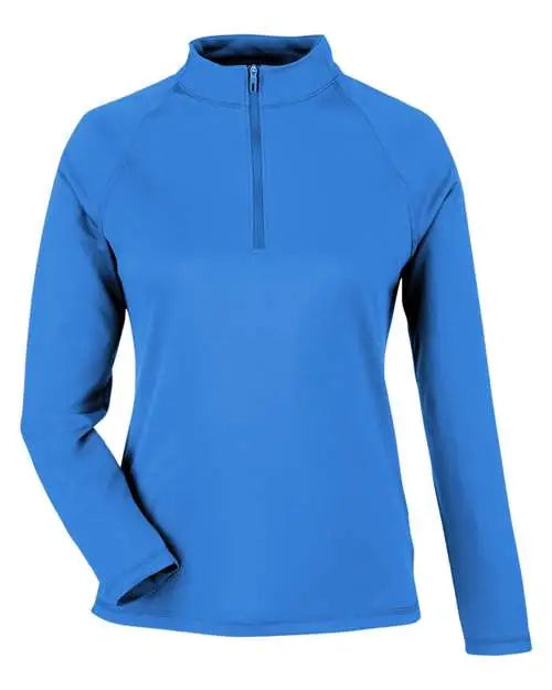 North End Ne412w Women’s Express Tech Performance Pique Quarter-zip Pullover - Light Nautical Blue