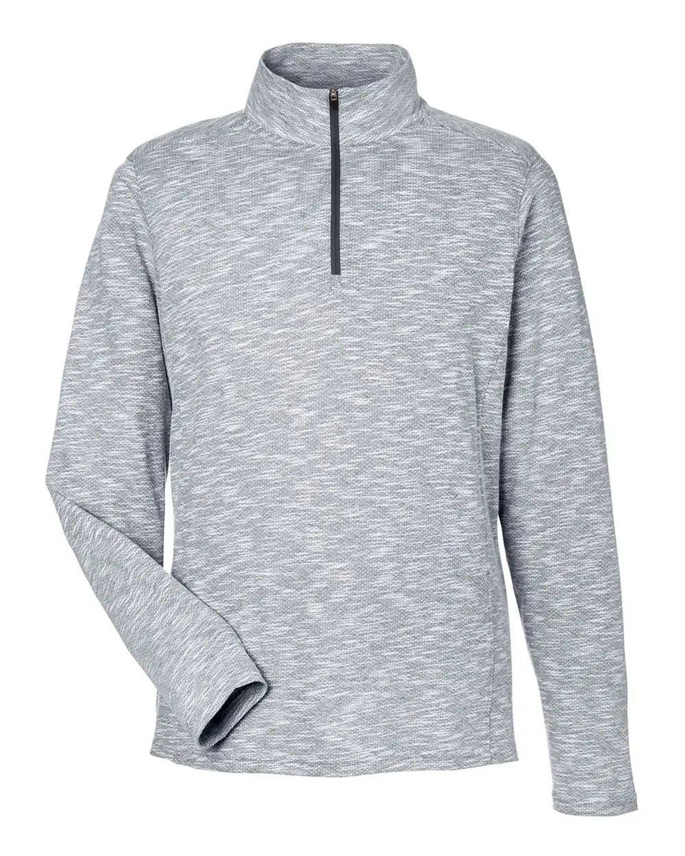 North End Ne415 Men’s Eclipse Jacquard Quarter-zip Pullover - Black Heather - Adult s