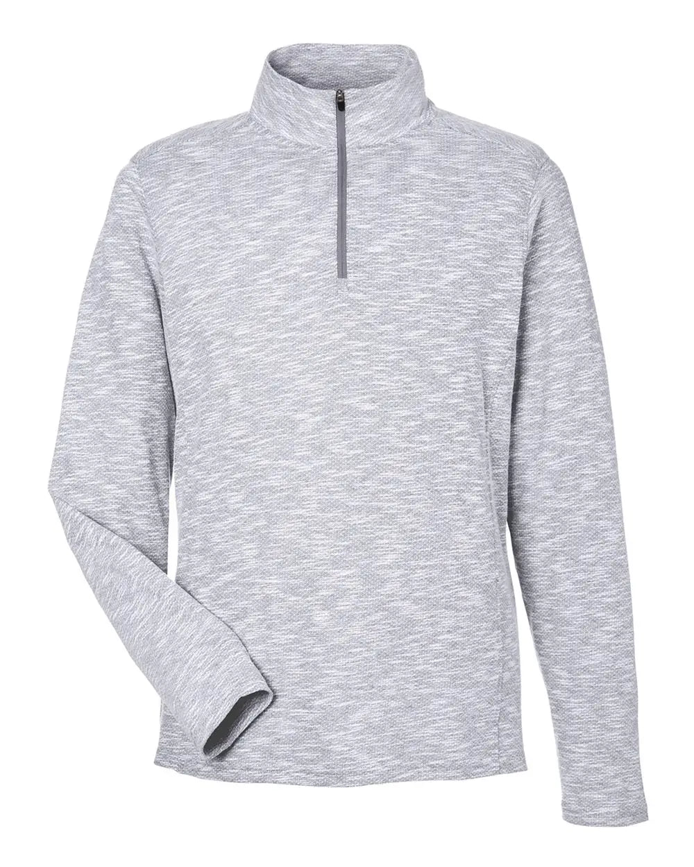 North End Ne415 Men’s Eclipse Jacquard Quarter-zip Pullover - Platinum Heather - Adult s