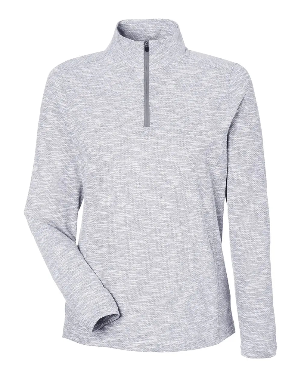 North End Ne415w Women’s Eclipse Jacquard Quarter-zip Pullover - Platinum Heather - Ladies Xs
