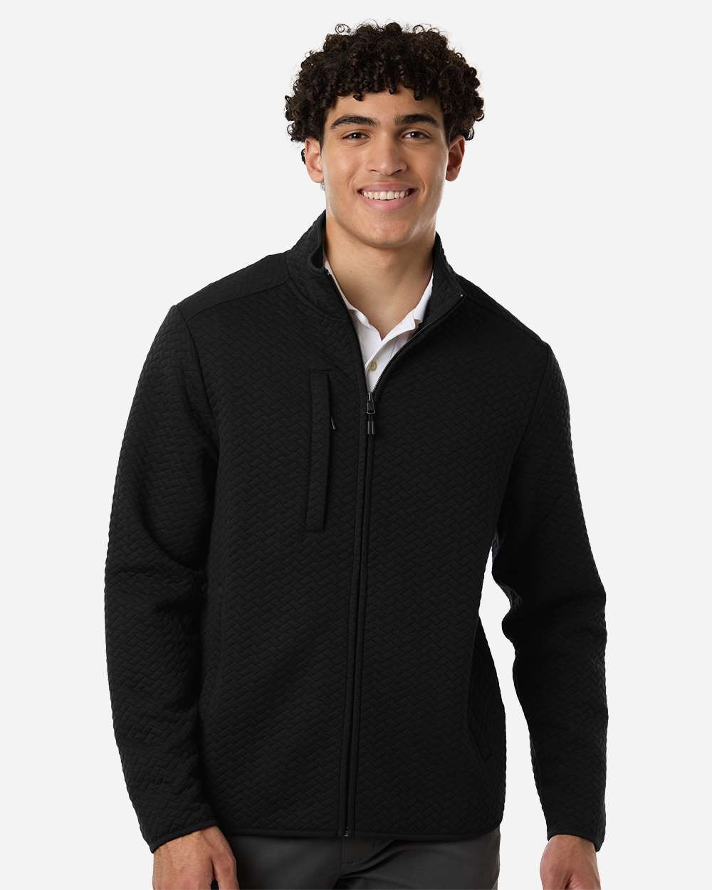 North End Ne425 Men’s Aspen Herringbone Fleece Full-zip - Black