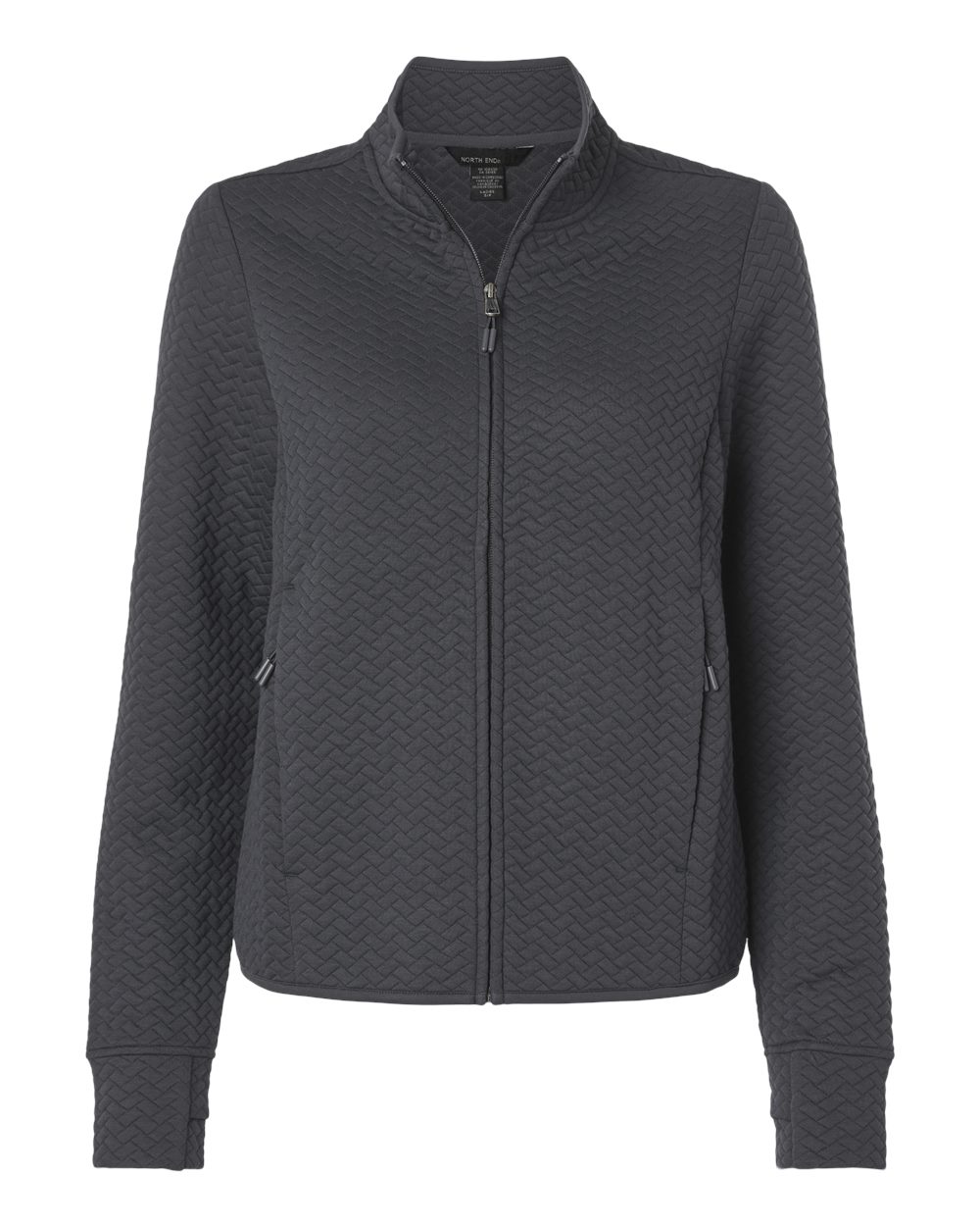 North End Ne425w Women’s Aspen Herringbone Fleece Full-zip - Carbon