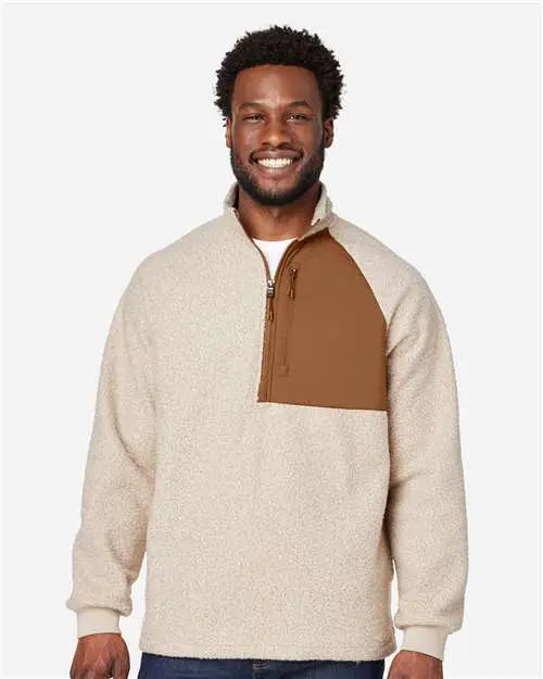 North End Ne713 Men’s Aura Sweater Fleece Quarter-zip Pullover - Oatmeal Heather Teak - Heather/ / Adult s