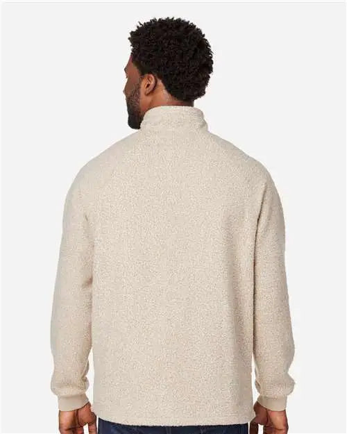 North End Ne713 Men’s Aura Sweater Fleece Quarter-zip Pullover - Oatmeal Heather Teak