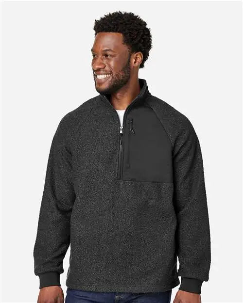 North End Ne713 Men’s Aura Sweater Fleece Quarter-zip Pullover - Black - Black/ / Adult s