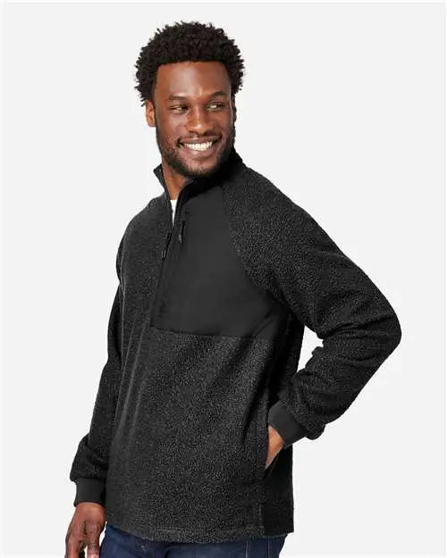 North End Ne713 Men’s Aura Sweater Fleece Quarter-zip Pullover - Black