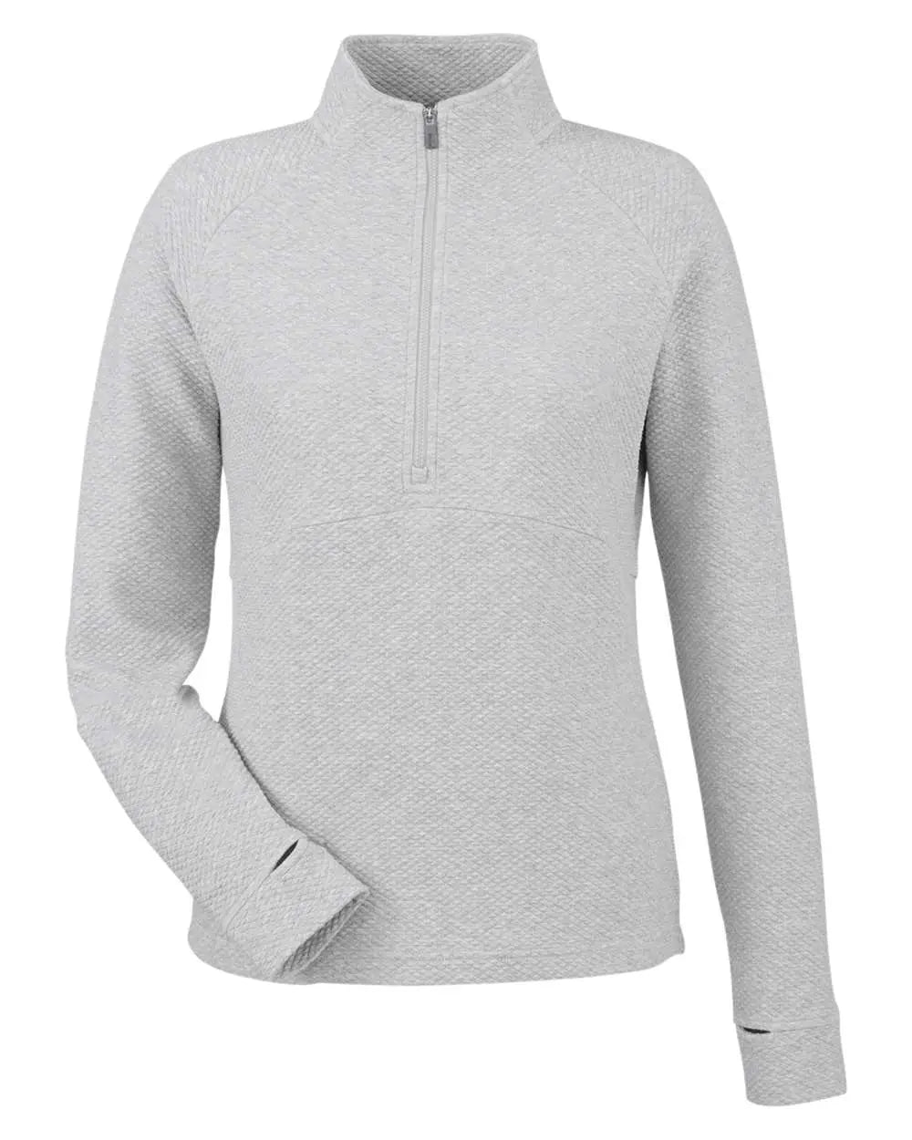 North End Ne725w Women’s Spirit Textured Quarter-zip Pullover - Platinum Heather - Ladies Xs