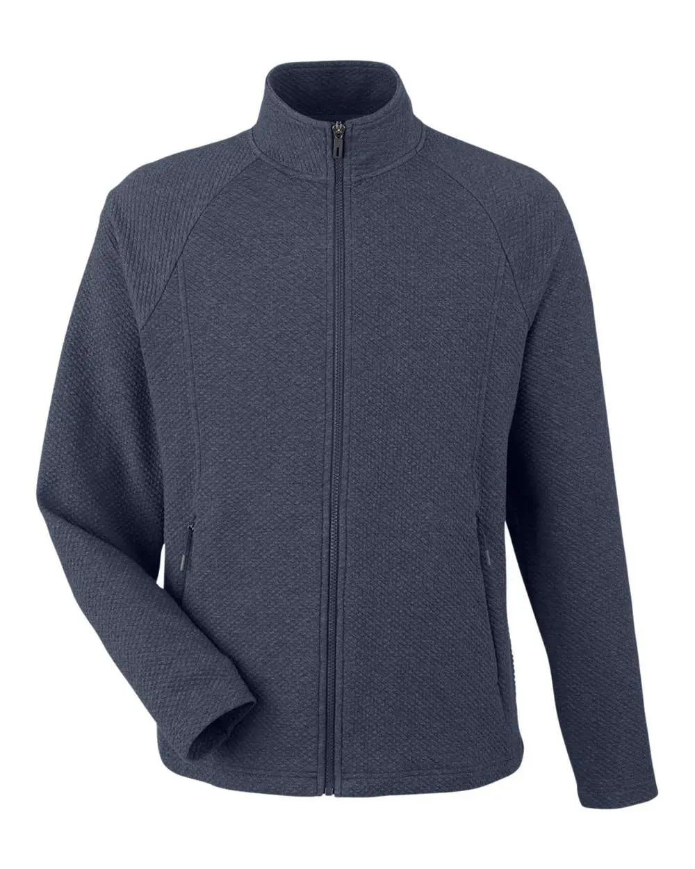 North End Ne727 Men’s Spirit Textured Full-zip Jacket - Classic Navy Heather - Adult s