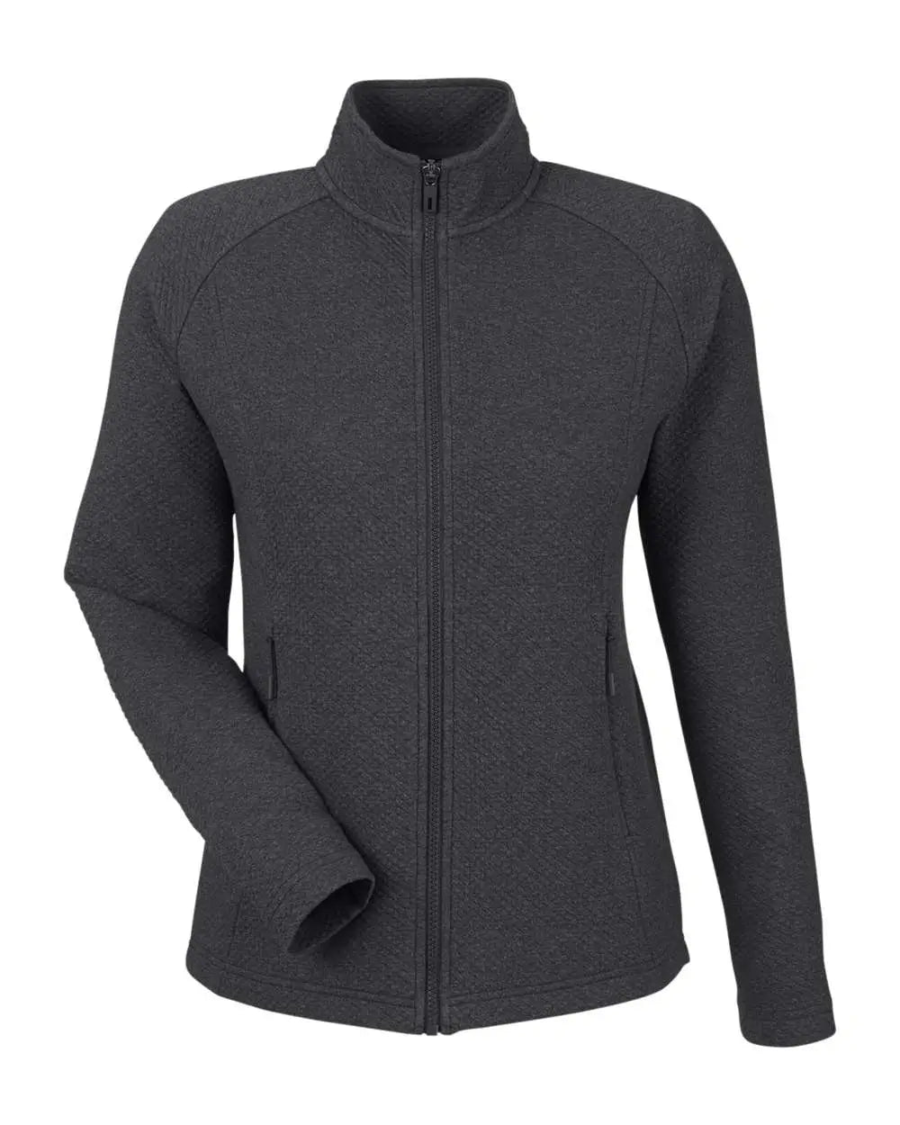 North End Ne727w Women’s Spirit Textured Full-zip Jacket - Black Heather - Ladies Xs