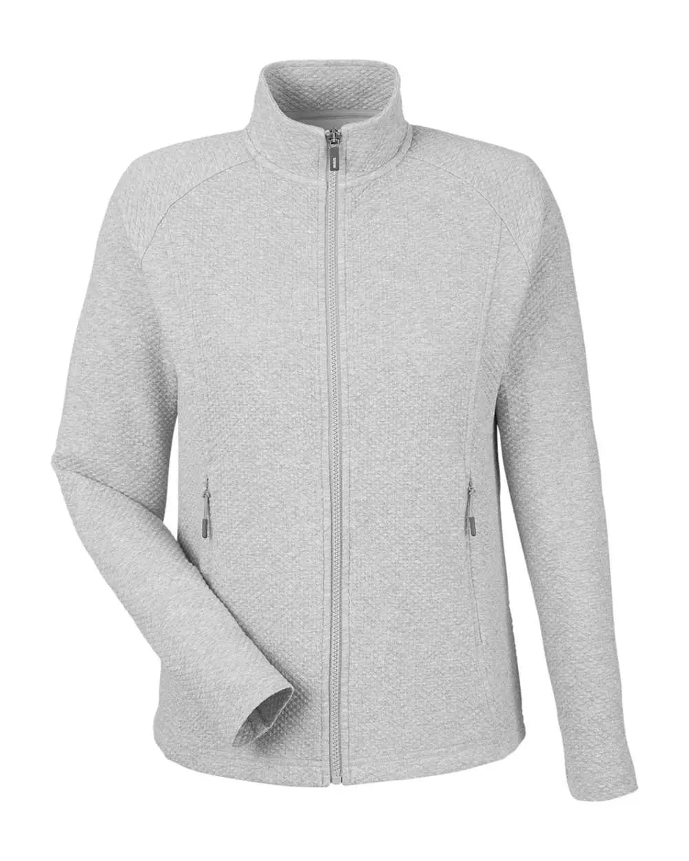 North End Ne727w Women’s Spirit Textured Full-zip Jacket - Platinum Heather - Ladies Xs