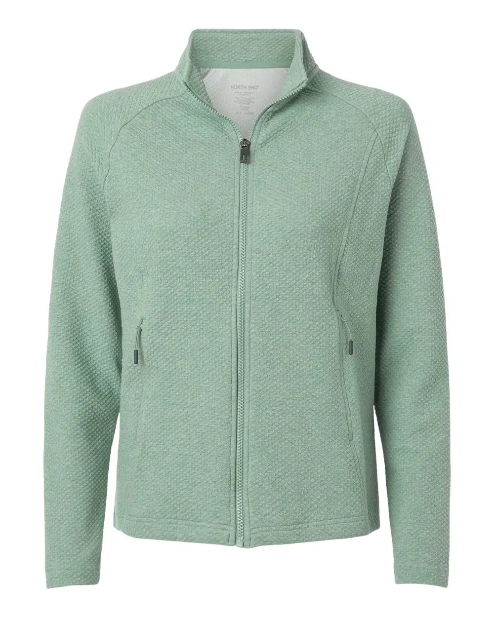 North End Ne727w Women’s Spirit Textured Full-zip Jacket - Sage Green Heather - Ladies Xs