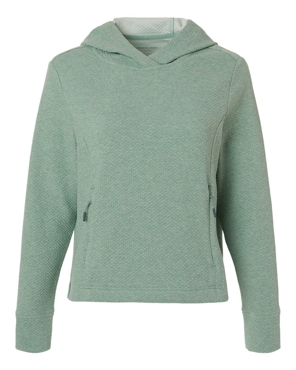 North End Ne729w Women’s Spirit Hooded Pullover - Sage Green Heather