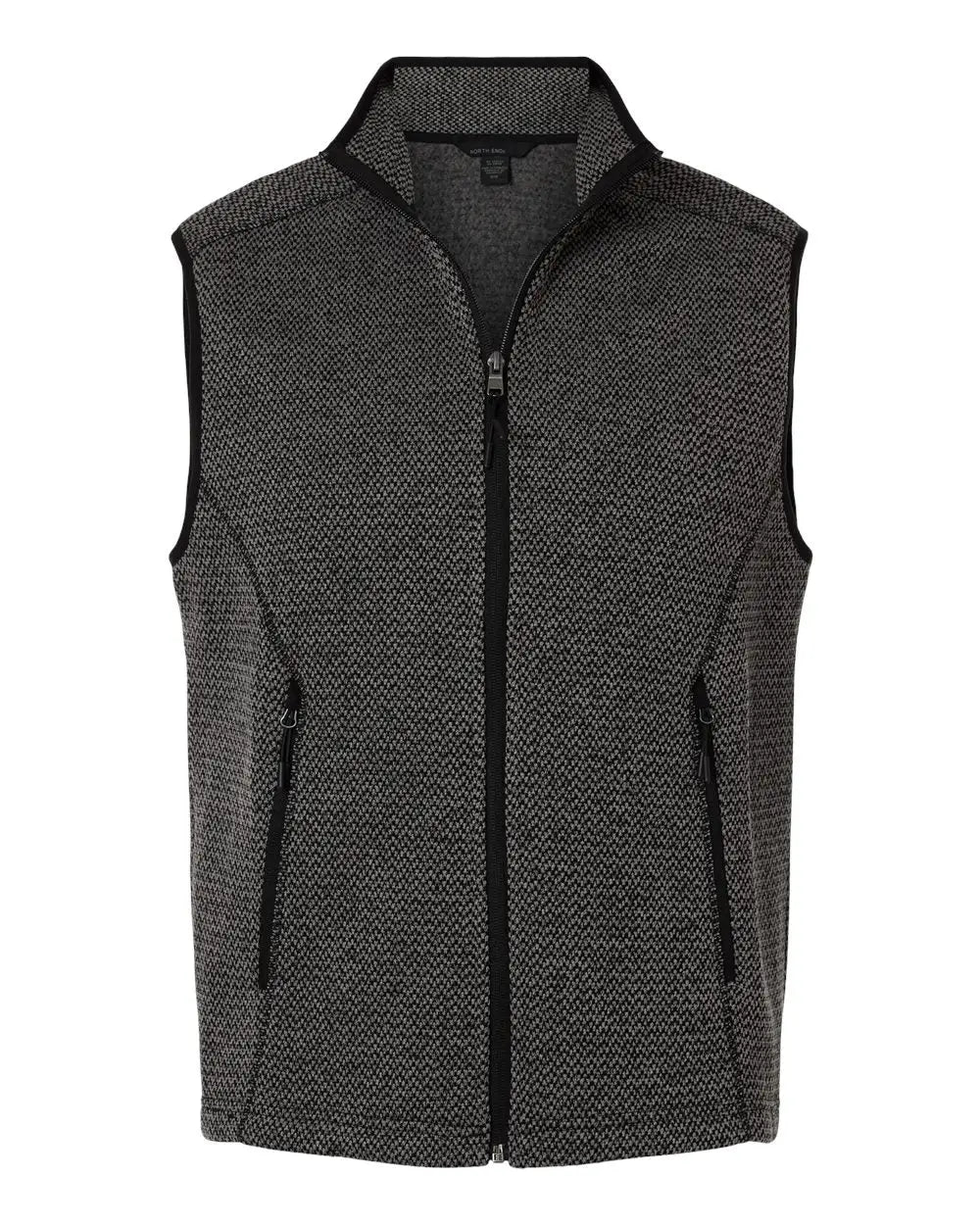 North End Ne731 Men’s Jasper Jacquard Fleece Vest - Black Gray