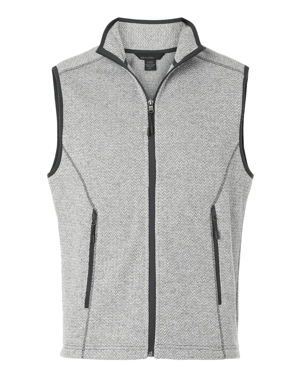 North End Ne731 Men’s Jasper Jacquard Fleece Vest - Gray White - Gray/ / Adult s