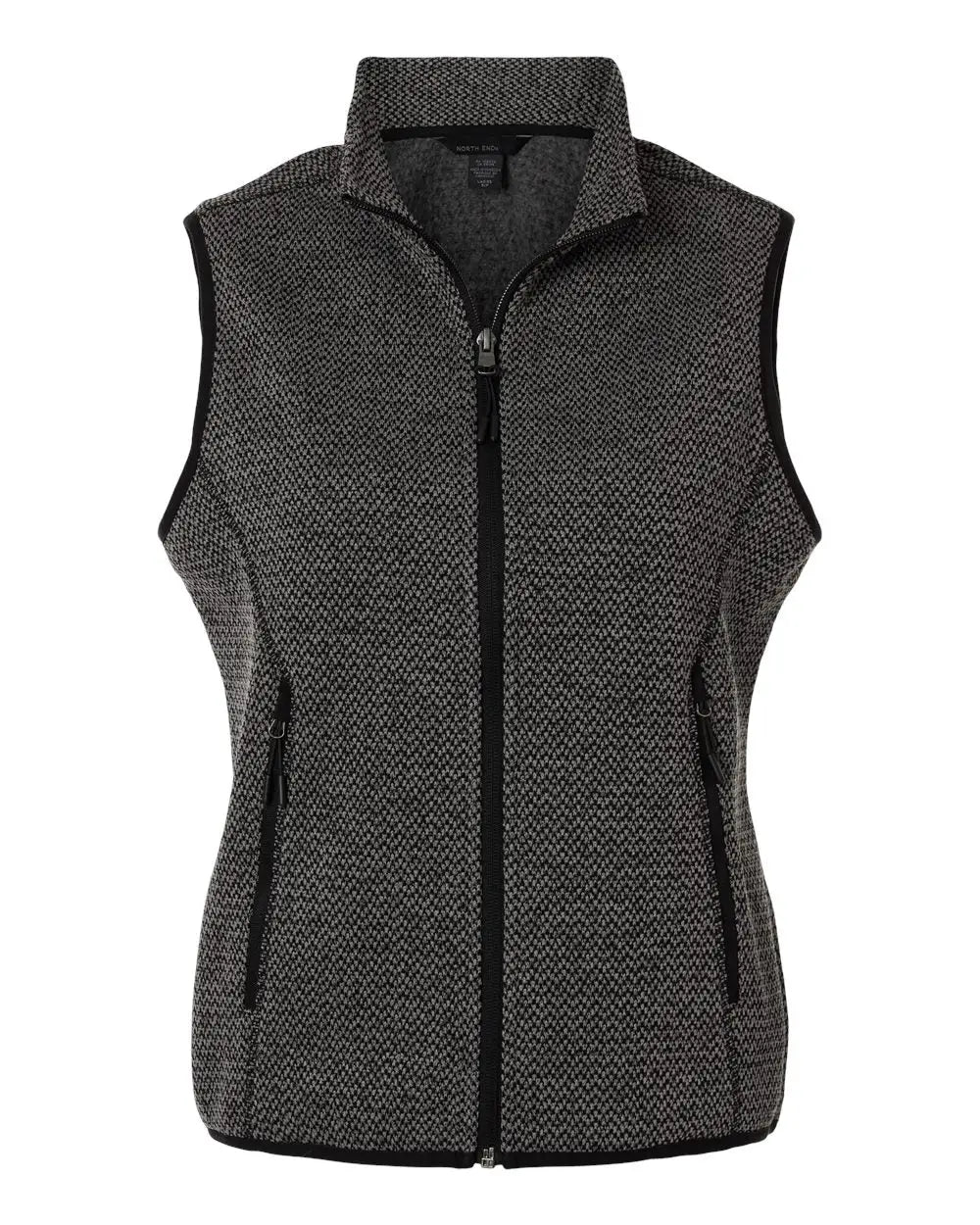 North End Ne731w Women’s Jasper Jacquard Fleece Vest - Black Gray - Black/ / Ladies Xs
