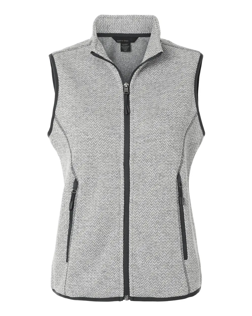 North End Ne731w Women’s Jasper Jacquard Fleece Vest - Gray White