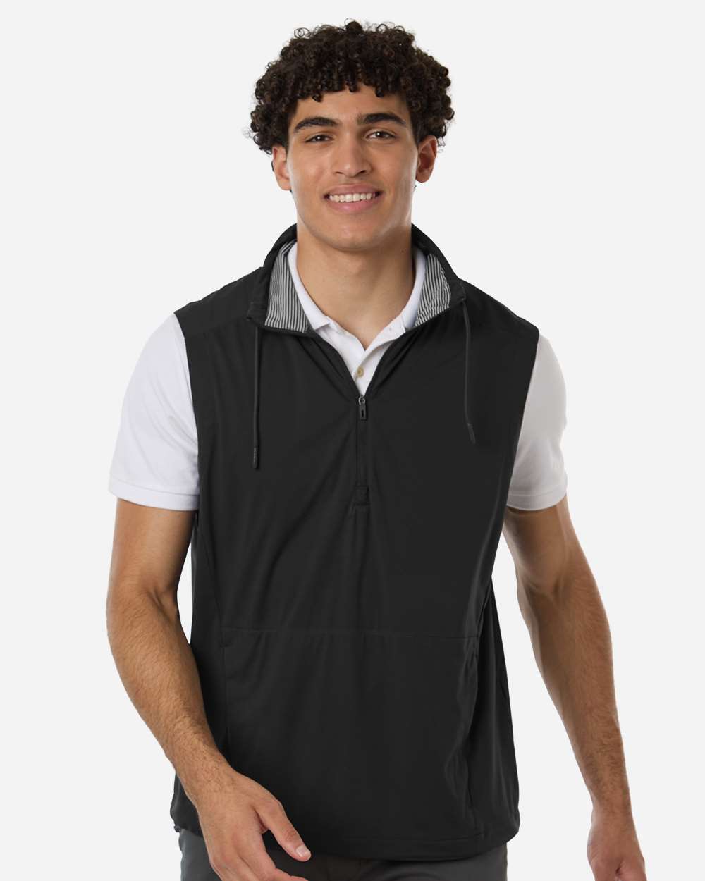 North End Ne76 Men’s Network Lightweight Quarter-zip Vest - Black Heather
