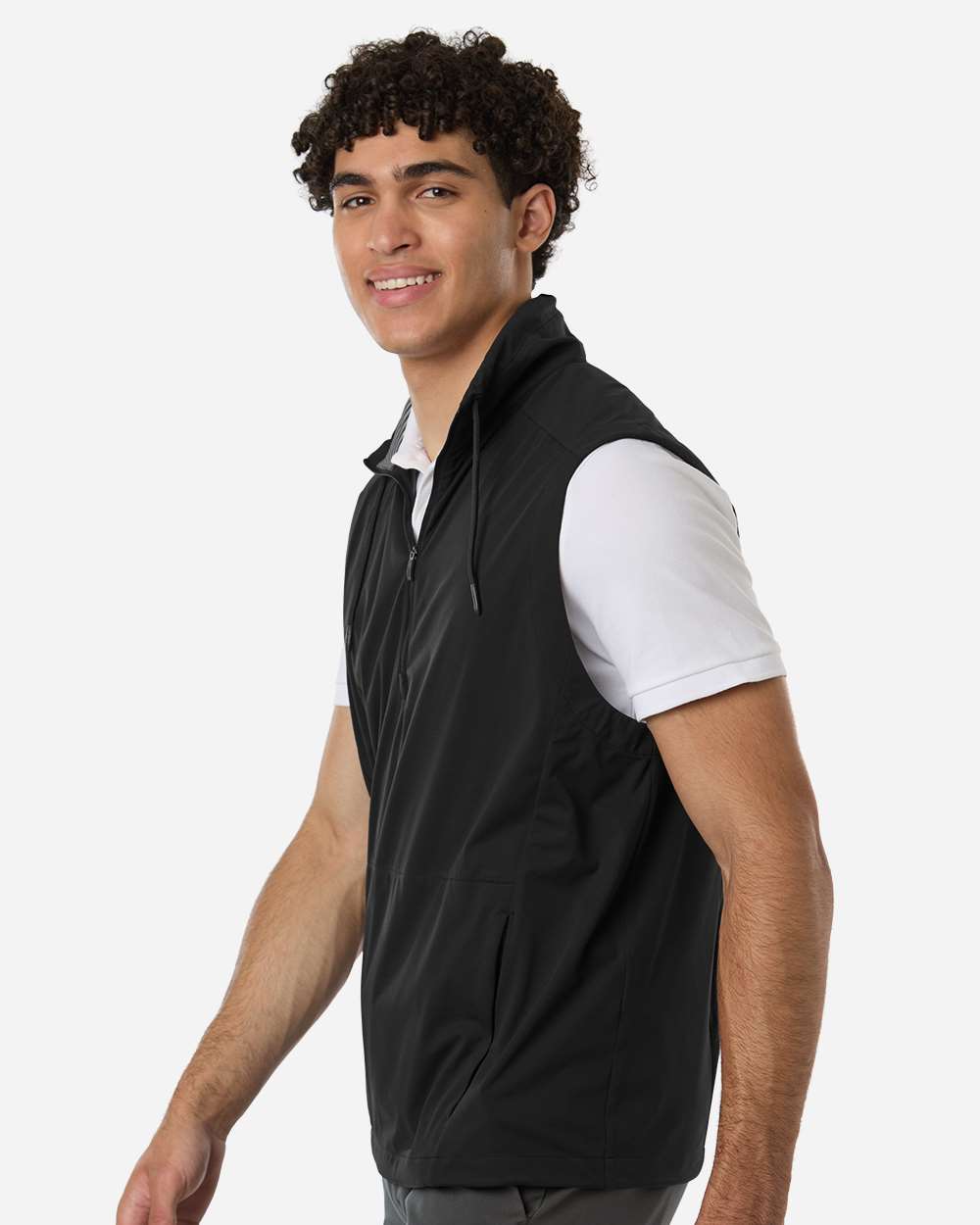 North End Ne76 Men’s Network Lightweight Quarter-zip Vest - Black Heather