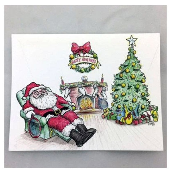 Note Cards-tired Tennis Santa (8x) - Wht / Os