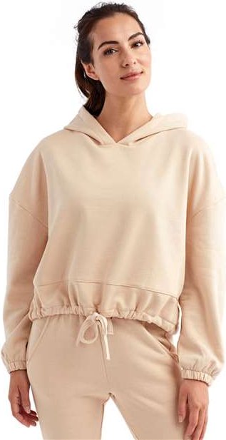 Front View of Nude Women's Cropped Maria Hoodie - TD085