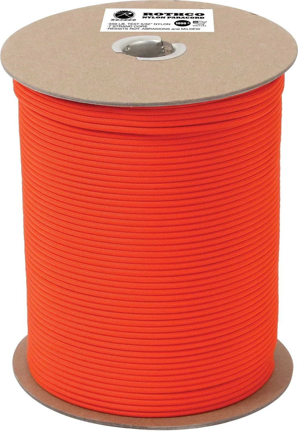 Nylon Paracord 550lb 1000 Foot Spool - Safety Orange