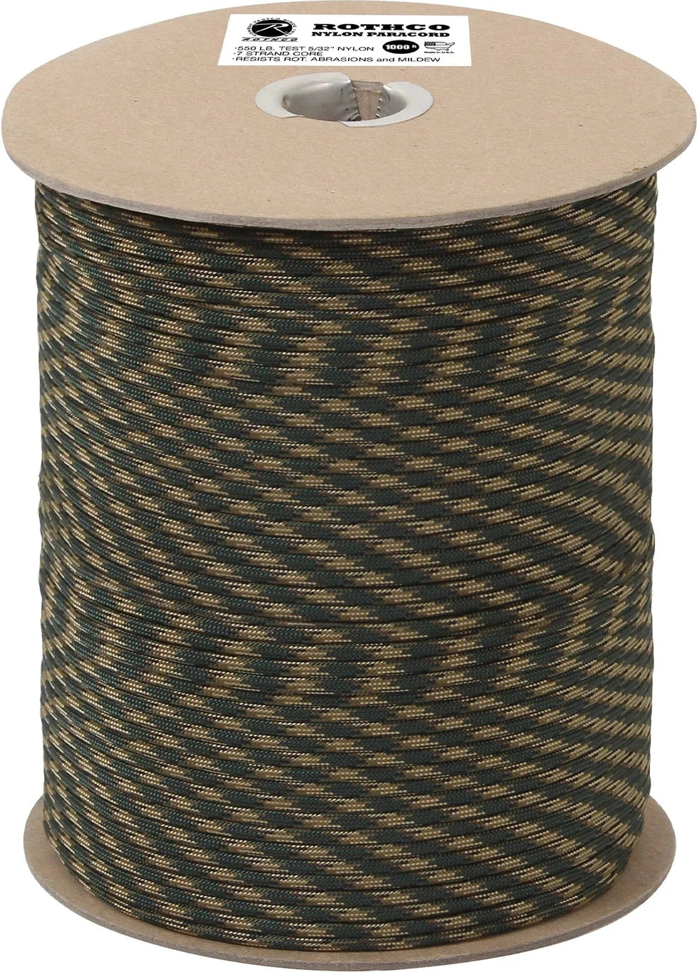 Nylon Paracord 550lb 1000 Foot Spool - Woodland Camo