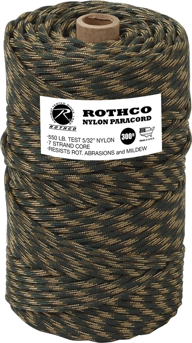 Nylon Paracord 550lb 300 Ft Tube - Woodland Camo