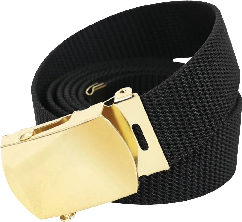 Nylon Web Belt - Black Webbing - Gold / Default