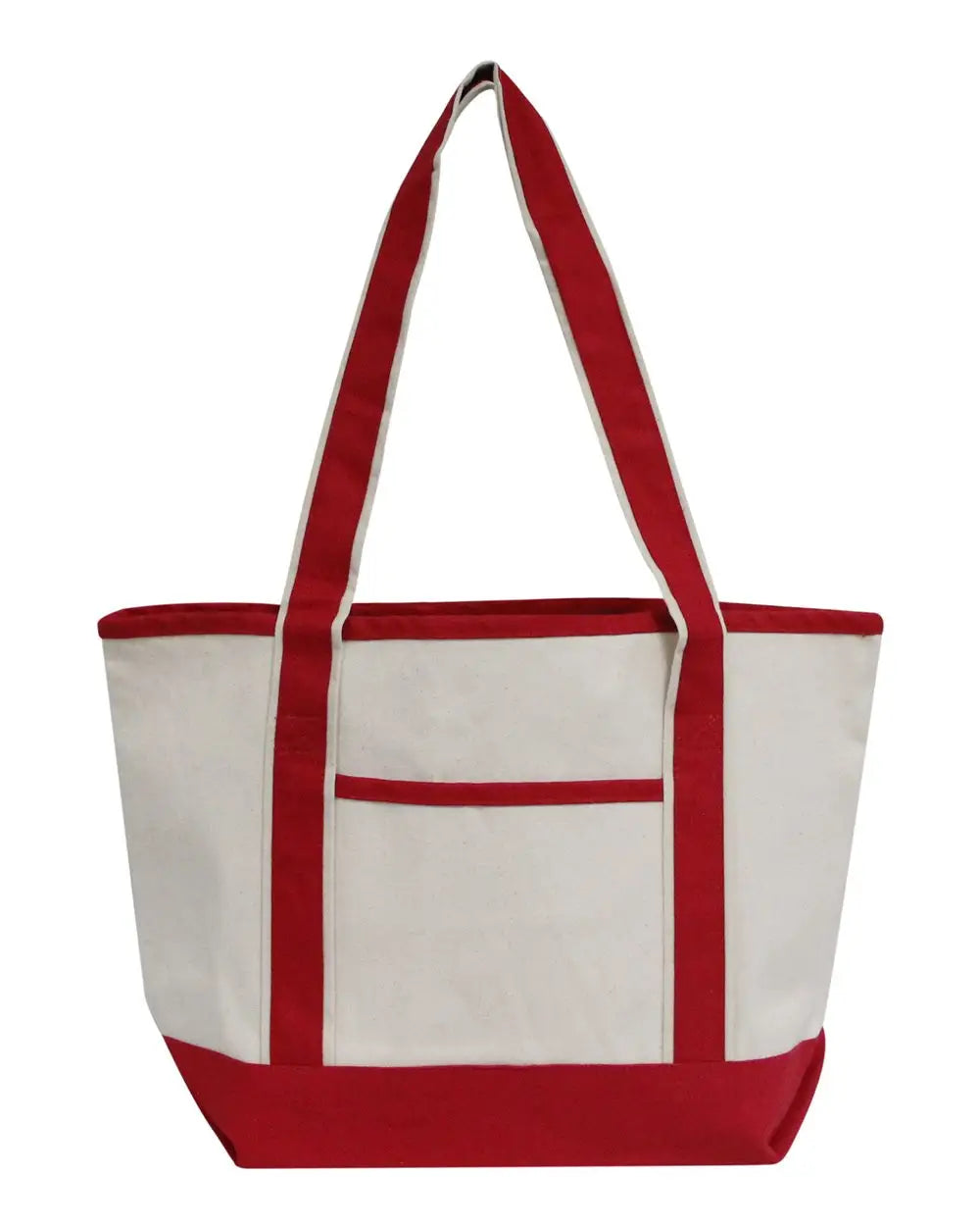 Oad Oad102 Promotional Heavyweight Medium Beach Tote - 102 - Natural Red - Ivory / one Size Fits Most