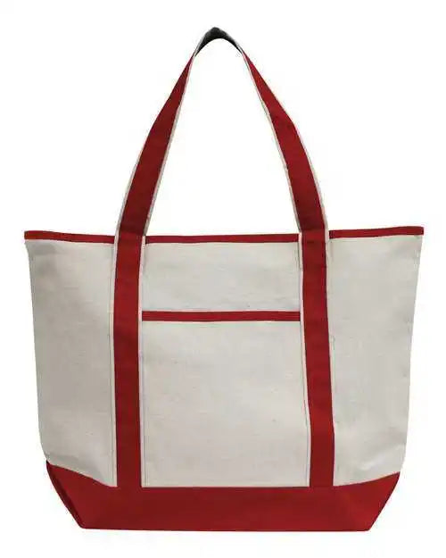 Oad Oad103 Promotional Heavyweight Large Boat Tote - Natural Red - Ivory / one Size Fits Most