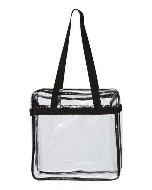 Oad Oad5005 Oad Clear Tote with Zippered Top - Black - one Size Fits Most