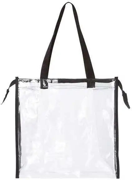 Oad Oad5006 Oad Clear Zippered Tote with Full Gusset - Black - one Size Fits Most