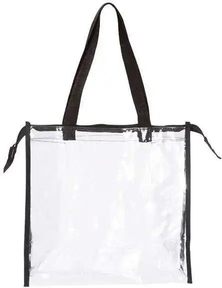 Oad Oad5006 Oad Clear Zippered Tote with Full Gusset - Black - one Size Fits Most