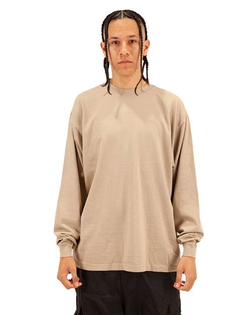 Oatmeal Garment-Dyed Long Sleeve T-Shirt - SHGDLS
