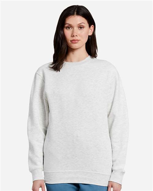 Rear View of Oatmeal Heather Premium Crewneck Sweatshirt - LS14004