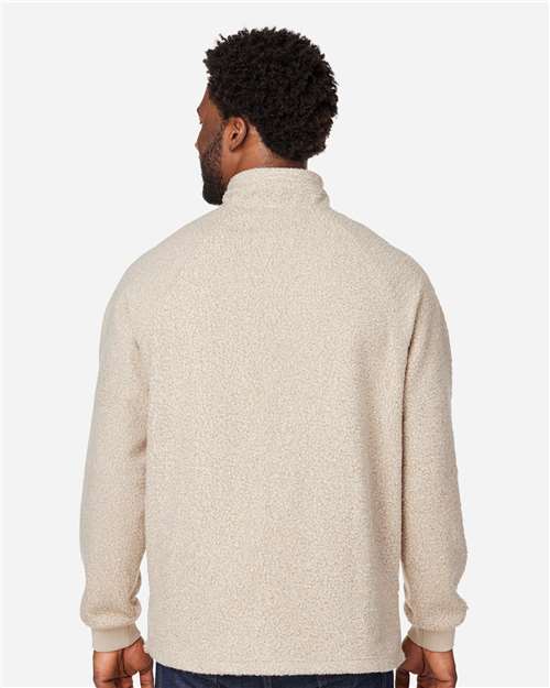 Oatmeal Heather/ Teak Men&#39;s Aura Sweater Fleece Quarter-Zip Pullover - NE713