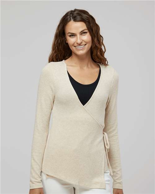 Oatmeal Heather Women&#39;s Cuddle Wrap Top - BW1301