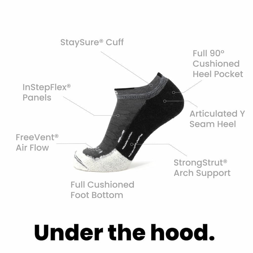 Obsidian - Run Ankle Midweight Merino Wool Sock