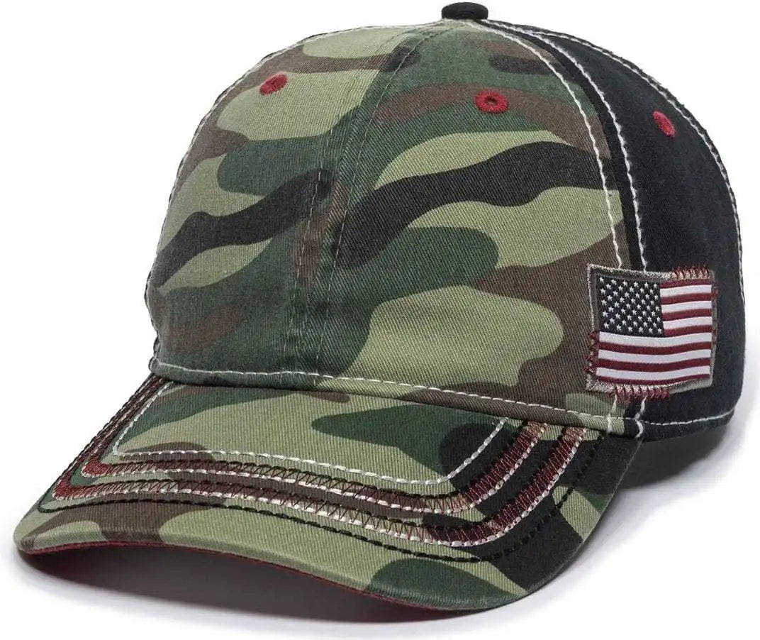 Oc Sports Agc-100 Adjustable Cap - Generic Camo Black American Flag - Green / 6 7/8’’ - 7 1/2’’