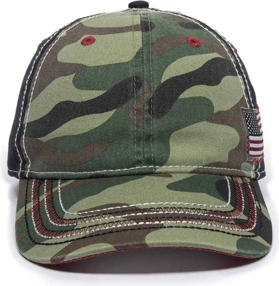 Oc Sports Agc-100 Adjustable Cap - Generic Camo Black American Flag - Green / 6 7/8’’ - 7 1/2’’