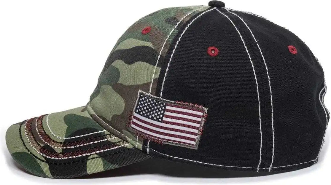 Oc Sports Agc-100 Adjustable Cap - Generic Camo Black American Flag - Green / 6 7/8’’ - 7 1/2’’