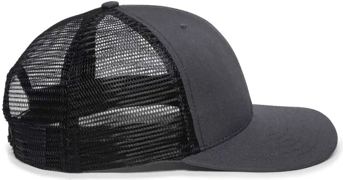 Oc Sports Am-101m Usa Made Mesh Back Cap - Charcoal Black - Dark Gray / 6 7/8’’ - 7 1/2’’