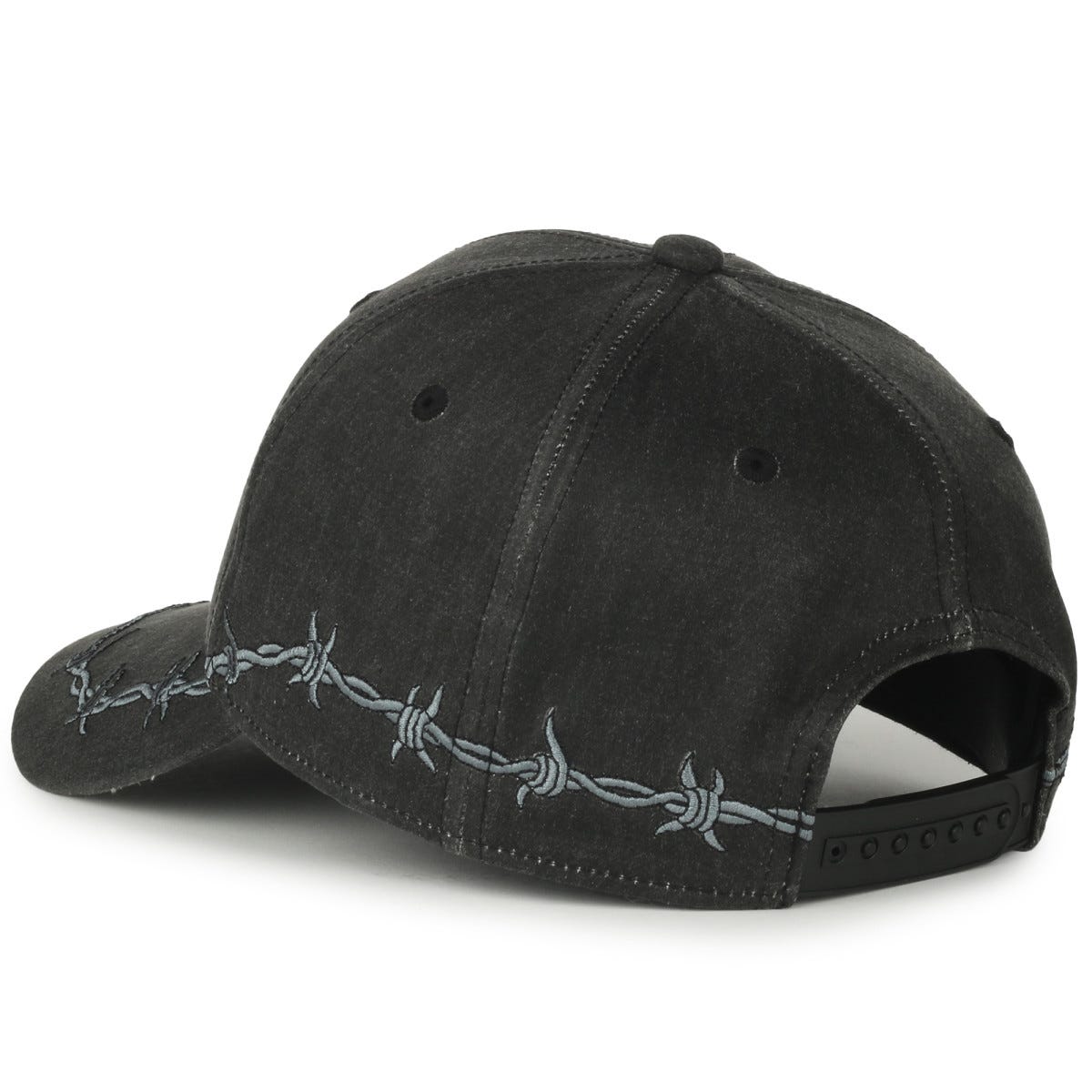 Oc Sports Barb-01 Barbed Wire Embroidery Solid Back Cap - Black