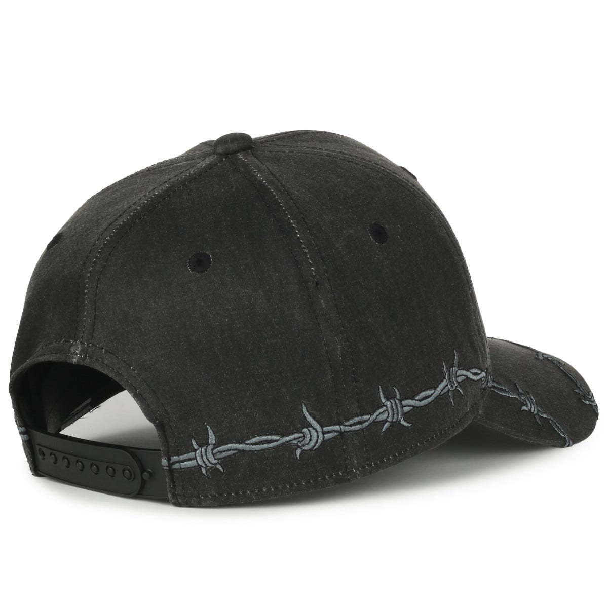 Oc Sports Barb-01 Barbed Wire Embroidery Solid Back Cap - Black