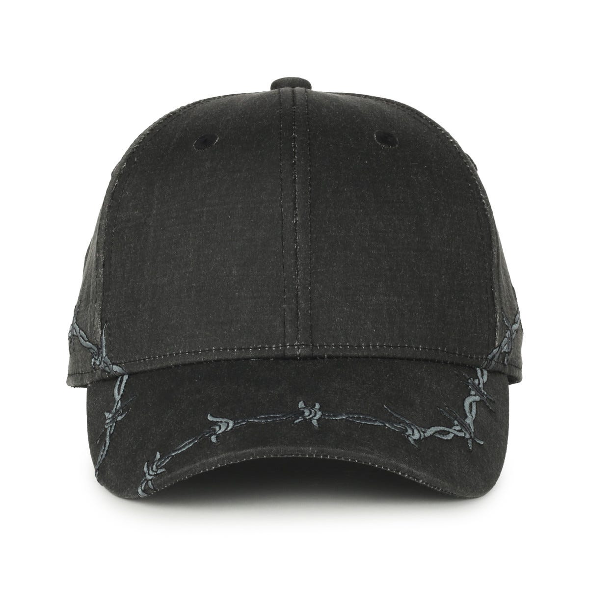Oc Sports Barb-01 Barbed Wire Embroidery Solid Back Cap - Black
