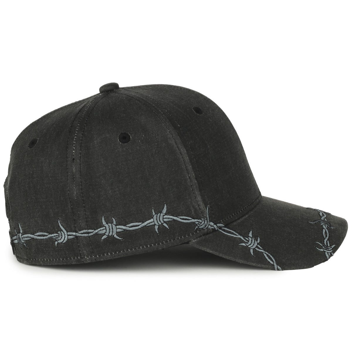 Oc Sports Barb-01 Barbed Wire Embroidery Solid Back Cap - Black