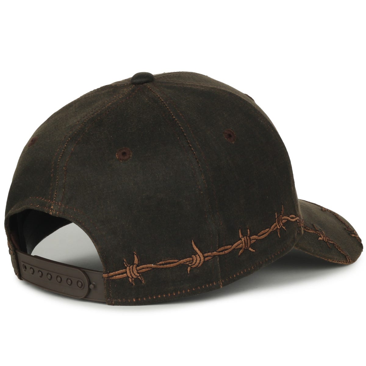 Oc Sports Barb-01 Barbed Wire Embroidery Solid Back Cap - Brown