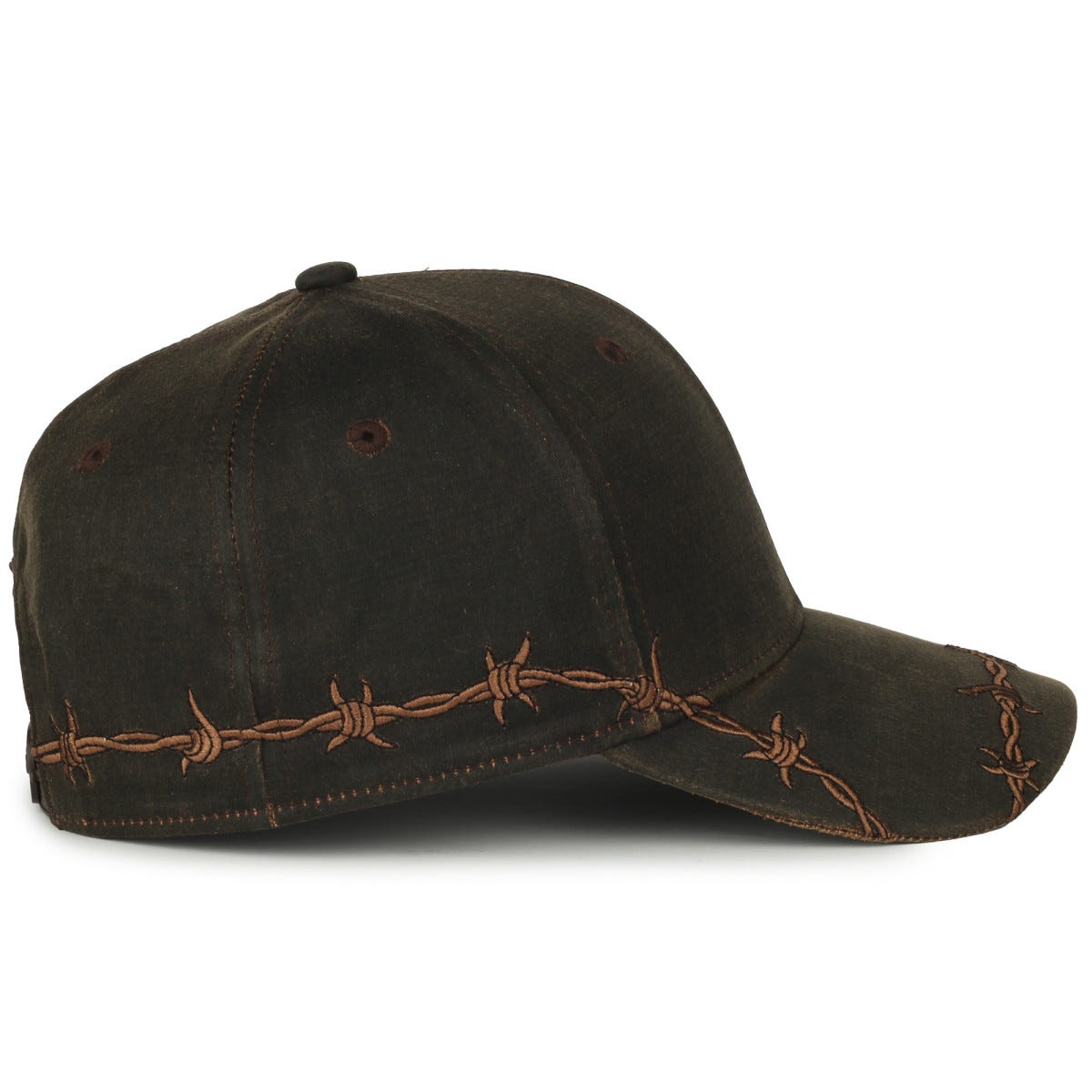 Oc Sports Barb-01 Barbed Wire Embroidery Solid Back Cap - Brown