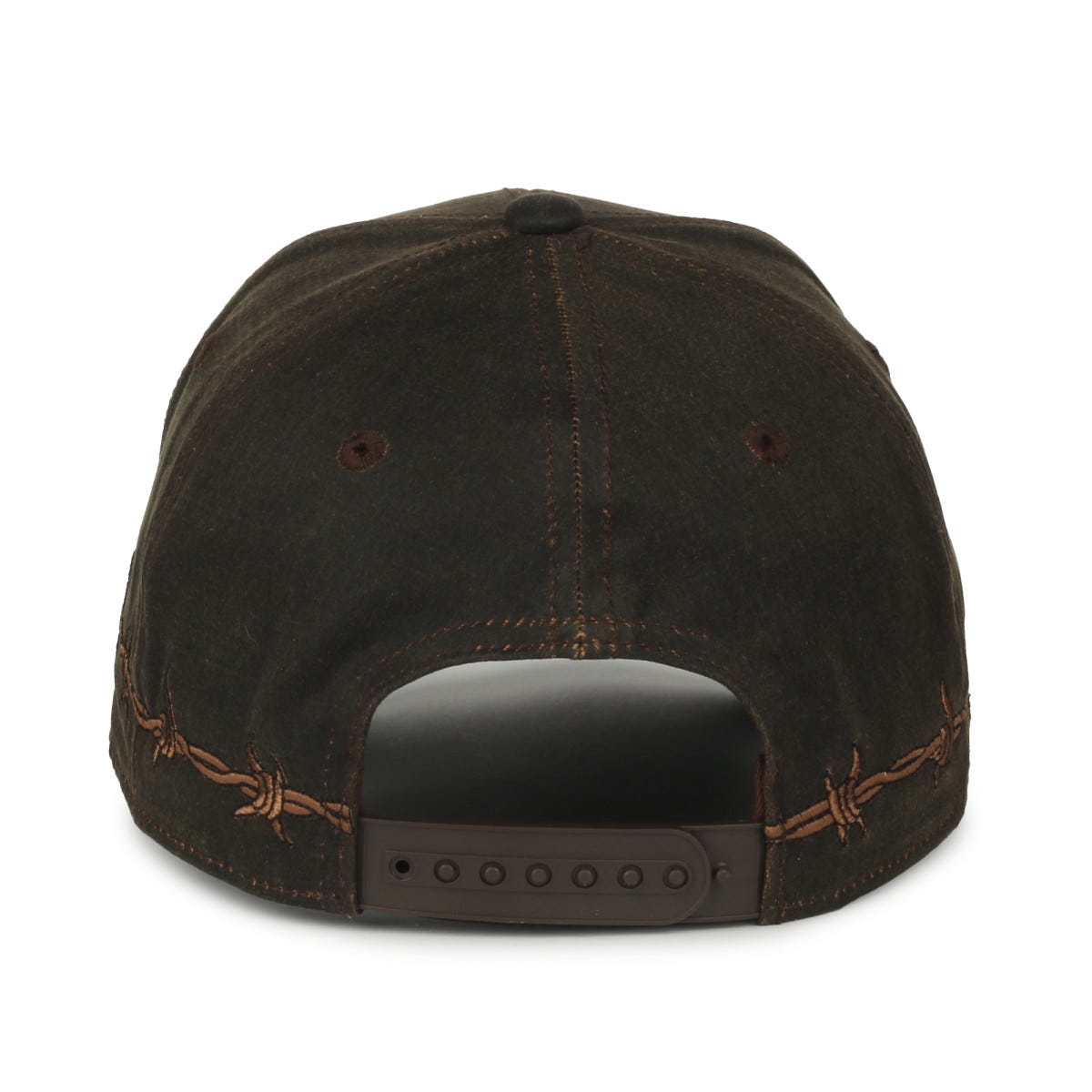 Oc Sports Barb-01 Barbed Wire Embroidery Solid Back Cap - Brown